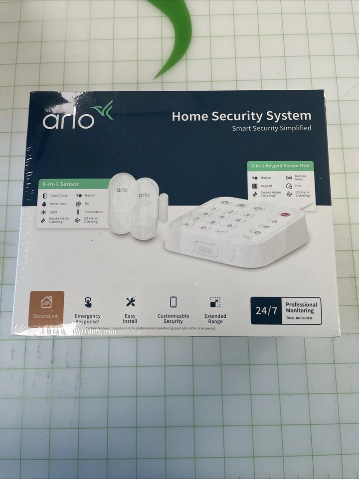 Arlo Home Security System with Wired Keypad Sensor Hub and 2 8-in-1 Sensors NEW - Image 1 of 4