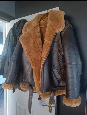 Chaqueta de bombardero de aviador B3 RAF para hombre abrigo de piel de oveja real de piel de Irvin voladora Foto 1 de 4