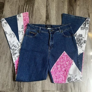 Rampage Jeans Girls Flare Patchwork Pink & white Size 16 y2k - Picture 1 of 9
