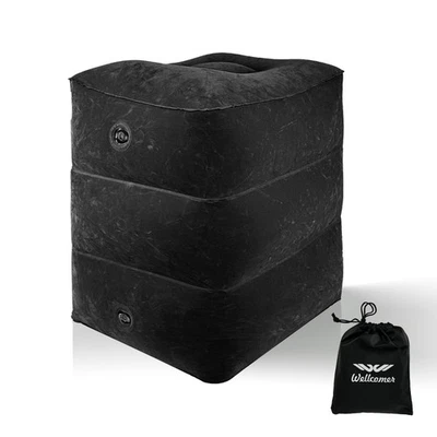 Reposapiés inflable portátil rectangular Wellcomer, 17x17x14" - negro Foto 1 de 4