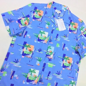 Lacoste Men Alligator Tropical Jungle Graphic Hawaiian Shirt L - Picture 1 of 7