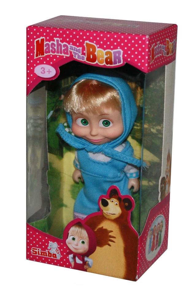 SIMBA Mascha und der Bär-Masha and The Bear-Mascha-Puppe mit Kleid blau-12cm-neu-OVP
