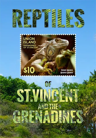 UNION ISLAND 2015 - REPTILES OF ST. VINCENT - STAMP SOUVENIR SHEET - MNH Cover