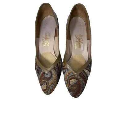 Vintage 10.5 Johansen 1960s Tapestry Heels Pumps - Image 1 of 4