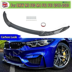 FRONT LIP SPLITTER FOR BMW M3 M4 F80 F82 F83 PSM STYLE SPOILER CARBON LOOK 2015+ - Picture 1 of 12