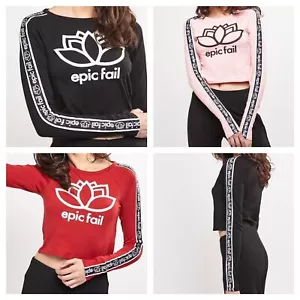 NEW WOMENS CROP TOP LONG SLEEVE SCOOP CREW NECK LADIES BRALET T-SHIRT VEST 8-14 - Picture 1 of 6