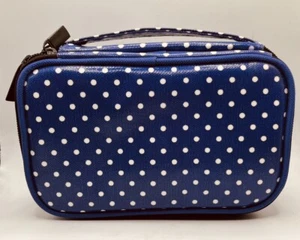 Unbranded Blue and White Polka Dot Zip Around Jewelry Storage Box Travel Case - Picture 1 of 13