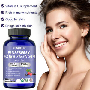 Elderberry Extract 1800mg/per Serving 120 Capsules Antioxidant Vitamin C & Zinc