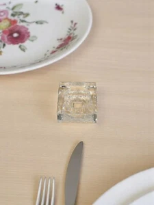 Salt Cellars Vintage Thick Polished Glass Square with Groves on Bottom a Pair 2 - Picture 1 of 6