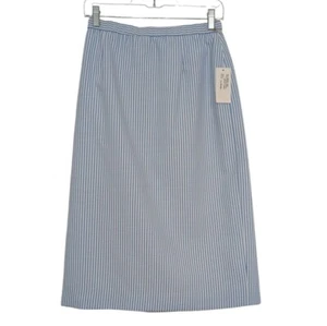 NEW Henry Lee Seersucker Midi Skirt Womens Size 10 Blue Stripe Vintage Straight - Picture 1 of 11