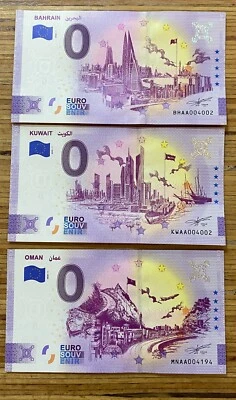 0 Euro Souvenir Banknote Anniversary Kuwait Oman Bahrain Set of3 Souvenirscheine - Image 1 of 4