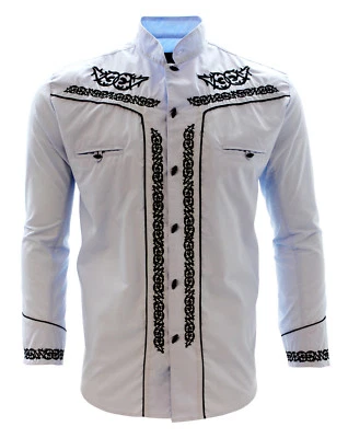 Camisa Charro Para Hombre Camisa Charra El General Western Wear Azul Bebé Manga Larga Foto 1 de 4