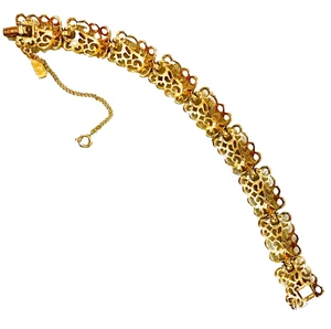 VTG MONET MULIT PANEL BRACELET SAFETY CHAIN Victorian GOLDTONE Swirls Estate 7” - Foto 1 di 7