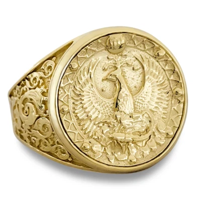 Real 14K Yellow Gold Scorpio Ring, Zodiac Sign Mens Gold Coin Astrology Ring - Image 1 of 4