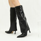 Womens Long Boots Stilettos High Heel Pointed Toe Knee Length Party Shoes Pump