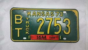 1973 Barton County KANSAS Truck License Plate BT 2753 Plates High Quality NR KS  - Picture 1 of 1