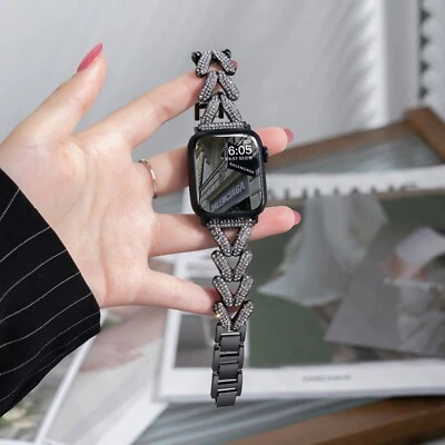 Correa Bling para Apple Watch Series 10 9 SE 8 7 6 5 iWatch 42/44/45/46/49 mm Foto 1 de 4