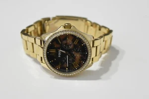 Reloj Fossil para mujer oro amarillo IP SS esfera marrón cristal AM4498 - Imagen 1 de 5