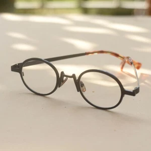 Black vintage round eyeglasses small round frames oval vintage eyeglasses men - Picture 1 of 8