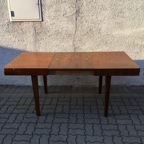 Vintage UP Zavody HALABALA Extendable Dining Table Art Deco 50s Wood 115cm-174cm Cover