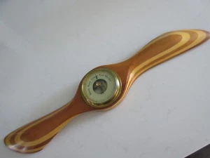 1940s VINTAGE WEST GERMAN LAYERED HARDWOOD PROPELLER BAROMETER - Picture 1 of 7