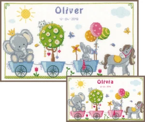 Vervaco Counted Cross Stitch Kit Cute Animal Parade 16.4" x 9.6" - Picture 1 of 4