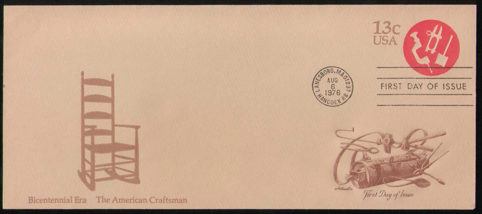 US. U575. 13c. The American Craftsman. #10 Plain Artmaster FDC. MNH. 1976 - Image 1 of 1