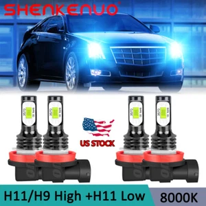 For CADILLAC CTS 2008-2014 4X LED Headlight Bulbs 8000K Kit High Low Beam Blue - Picture 1 of 12