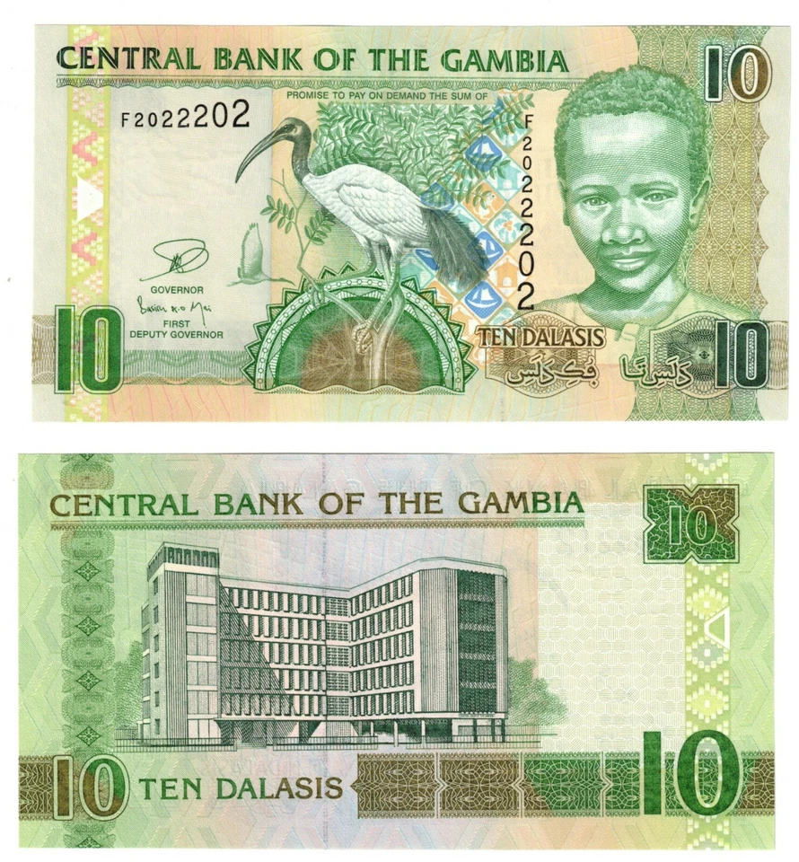 2013 (2006) Gambia  Banknote P26c 10 Dalasis UNC RADAR SERIAL Number - Image 1 of 1