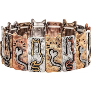 Multimetal Heart Tail Kitty Outline Bracelet - Picture 1 of 1