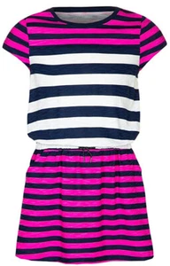 OshKosh Girl's Striped Cinched Waisted Flared Dress; Navy, Pink, White (6) - Picture 1 of 1