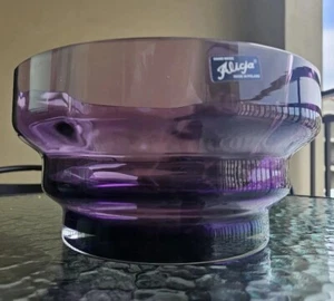 Alicja Art Glass Bowl Amethyst Dark Purple Polish made Glass 4.5lb 9" Diameter  - Picture 1 of 8
