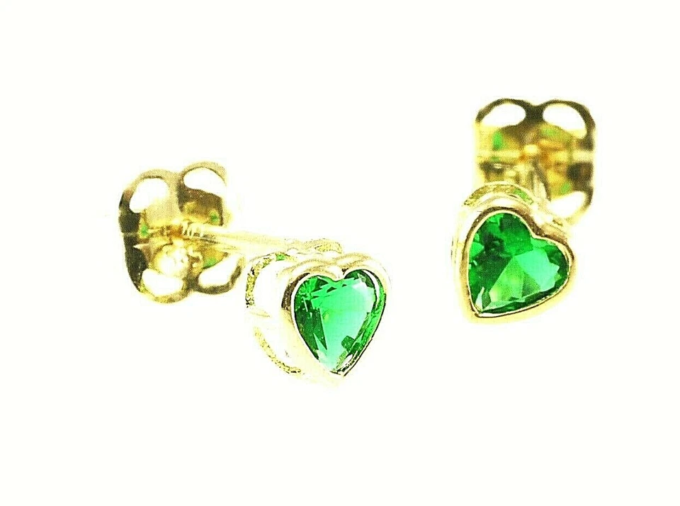 333 Gold Ohrstecker 1 Paar 8 Karat Herz  Zirkonia smaragd Mini  Ohrring  - Bild 1 von 1