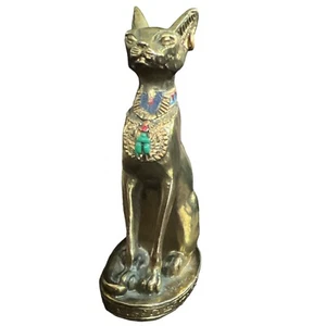 Vergoldete Bastet Ägyptische Fantasy Mystische Göttin Katze Figur Signiert Neuer Held - Bild 1 von 12