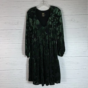 Taylor Kleid Damen 14 Grün Samt Burnout Babydoll Whimsigoth Waldfee - Bild 1 von 9