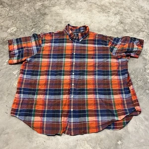 Camisa Polo Ralph Lauren Para Hombres 4XB Roja Azul A Cuadros Con Botones Manga Corta Clásica - Imagen 1 de 8