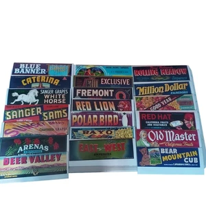 25 Vintage Fruit Crate Labels Colorful Grape Pear Unused Crate Label As Pictured - Picture 1 of 12