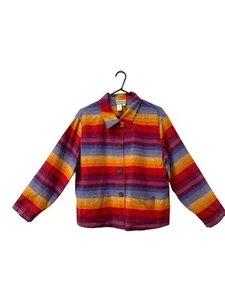 Excellent Condition Coldwater Creek Women's Multi Striped Linen Jacket, Petite L - Picture 1 of 4