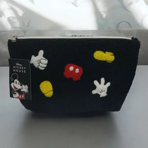 Disney Mickey Mouse Zippered Cosmetic Case Bag NWT Black Sherpa Icons ConceptOne - Picture 1 of 12