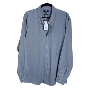 NWT Men's Cutter & Buck Versatech Pinstriped Stretch Dress Shirt Blue Size XL - Picture 1 of 8