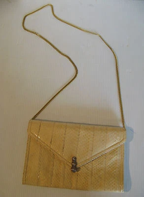 BOLSO DE MANO DE HOMBRO VINTAGE MORRIS MOSKOWITZ beige piel de serpiente de reptil Foto 1 de 4