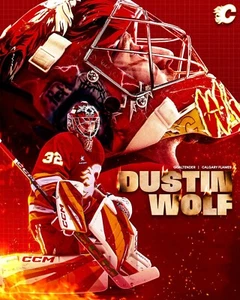 Dustin Wolf Stylized Player Collage Calgary Flames 8x10 NHL Hockey Photo - Picture 1 of 1