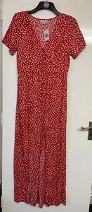 Miss Selfridge Women’s Red Polka Dot Short Sleeve Long Dress UK Size 12 - Picture 1 of 10
