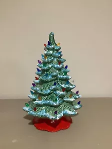 ceramic green snowdusted Christmas Tree with power cord - Picture 1 of 3
