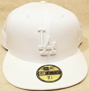 GORRA SOMBRERO AUTÉNTICO LOS ANGELES DODGERS MLB NUEVA ERA BLANCO PURO 59FIFTY FITTE 7 7/8 - Imagen 1 de 10