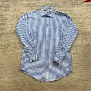 Camisa de Colección Brooks Brothers Botón 15-4 Azul Blanco Nogal Paño Ancho Fabricantes Años 90 - Imagen 1 de 10