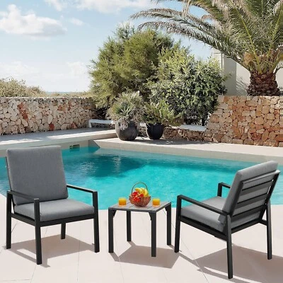 MeXo Aluminum Balkonmöbel-Set Gartenmöbel Sitzgruppe Gartenset Stühle Tisch Set - Bild 1 von 2