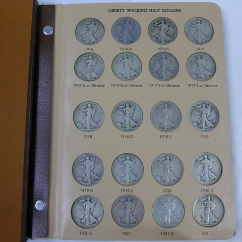 1916-1947 Silver Walking Liberty Half Dollar 65 Coin Complete Set Dansco Album Cover