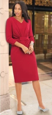 Talla 16 Ashro Torrei Rojo Formal Boda Iglesia Fiesta Vaina Tejido Crepé Vestido Foto 1 de 4