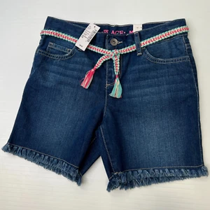 The Childrens Place Short Girl 10 Youth Denim Jean Zip 25x5.5 Fringe Hem Core Ne - Picture 1 of 13